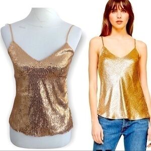 Gold sequin top with spaghetti straps